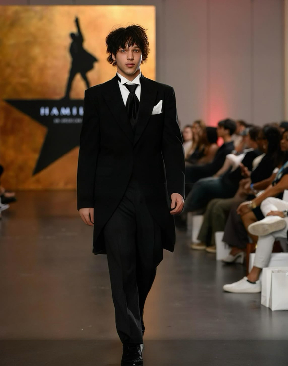BRB having a Hamilton moment 🎶📜🕴Barbizon NYC grad @handawsonsims wearing @mrtuxedo_nc at Charlotte Seen Fashion Week.