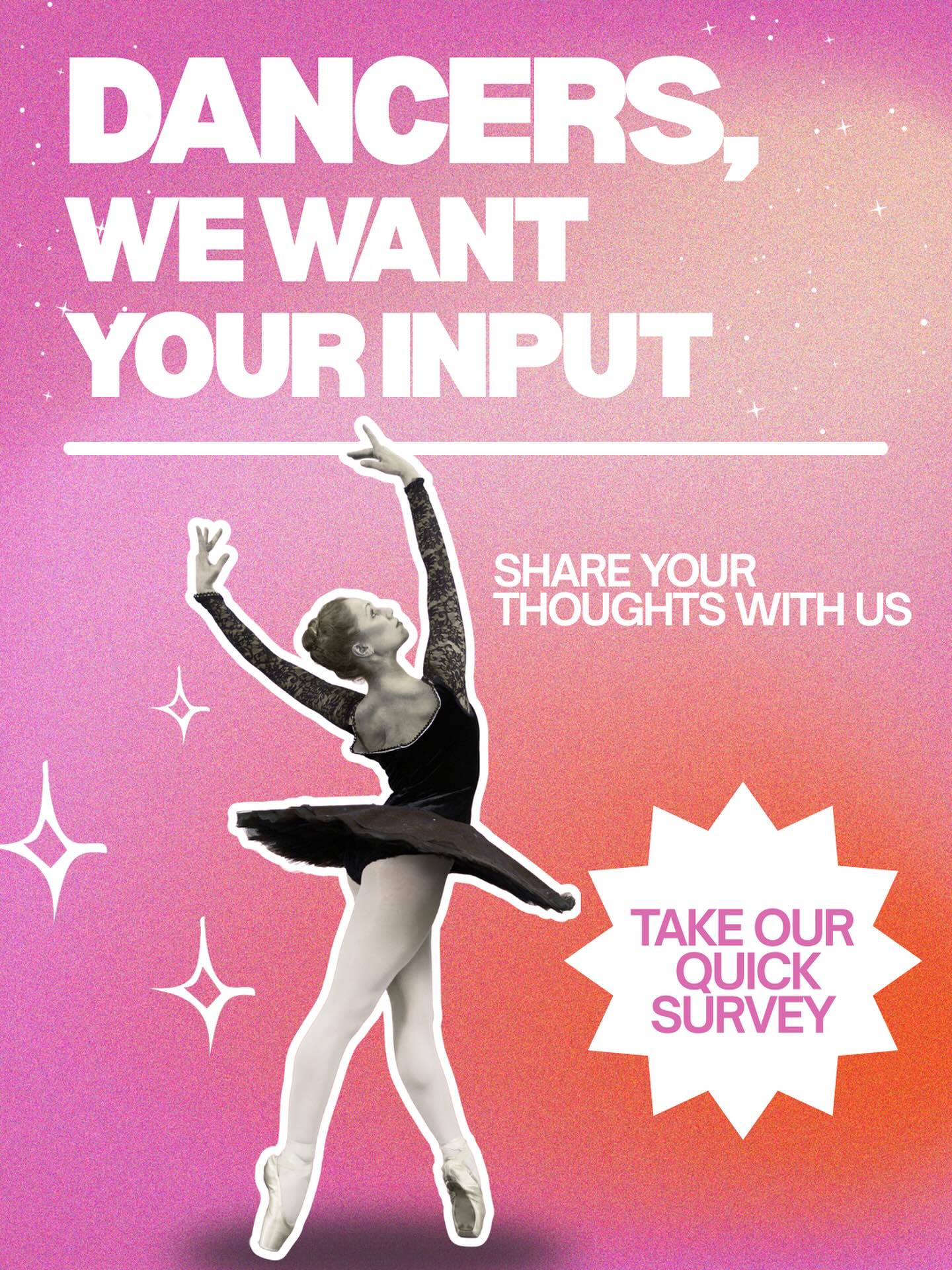 Calling all competitive dancers 🩰✨
If rehearsals, comps, and that nailed it feeling on stage fuel you, we want to hear from YOU.
We’re gathering insight from dancers like you to help shape exciting new opportunities. Ready to make your voice count?
👉 Tap the link in our bio to take the survey and rep your dance life.