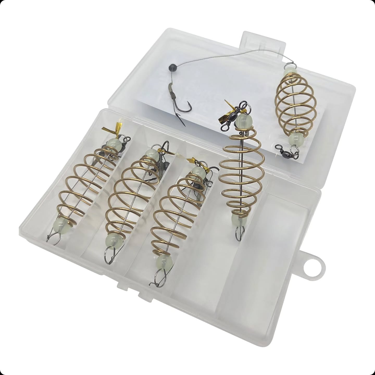 We are beyond thrilled! We haven't introduced new products in a while, because we were focusing on this new Spring Rig with a Spike! It is available now on our website and TikTok Store, and Amazon.
All-in-one rig - tie it to your main line, apply pack bait on the spring feeder, and thread one of our boilies on the spike - and you are ready to go!