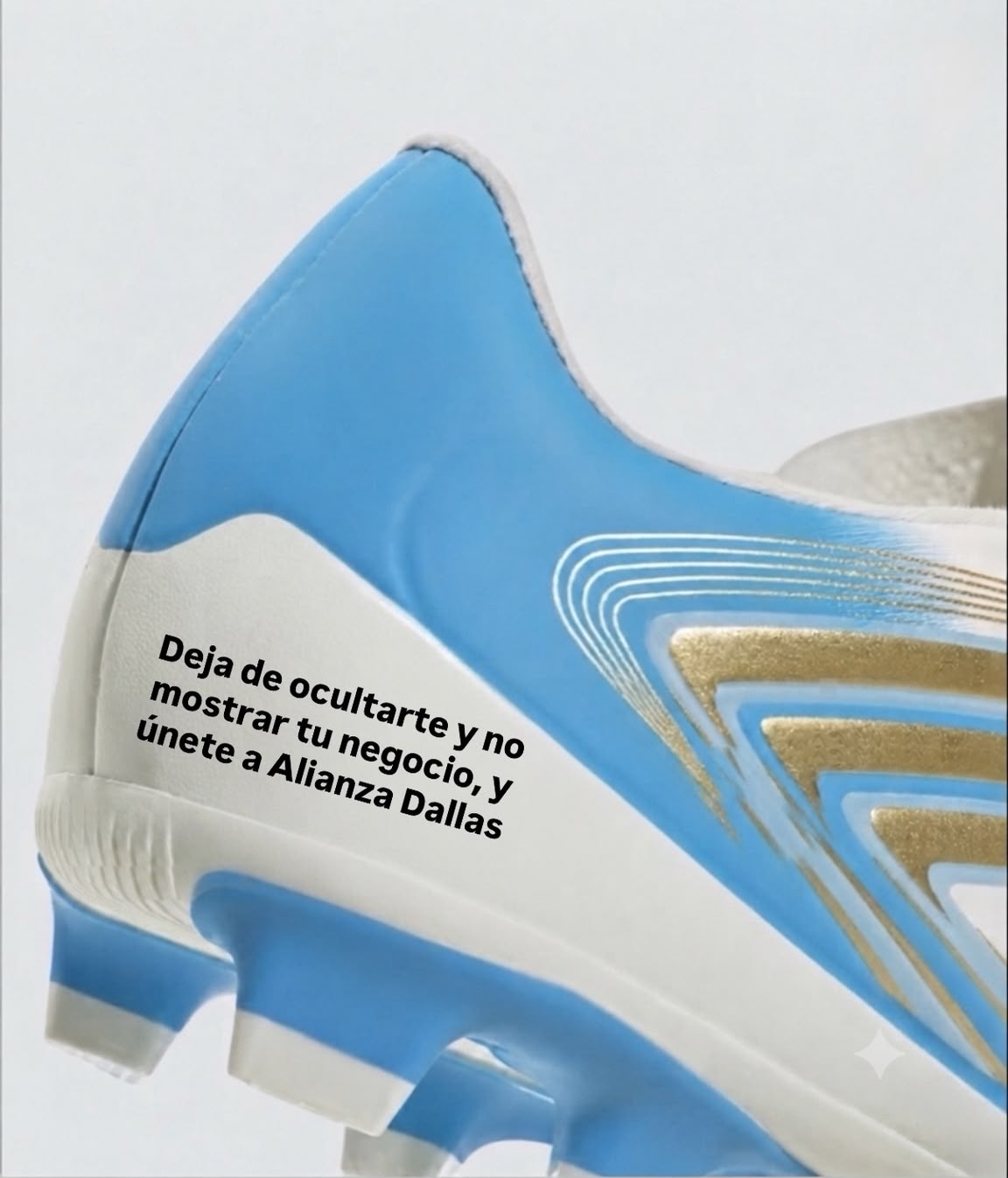 El verdadero motivo de por qué Argentina no ganó el Mundial... 🤫👇
Resulta que Messi tenía un mensaje oculto en el calzado: “Deja de ocultarte y no mostrar tu negocio, y únete a Alianza Dallas”.
👀 Ni la pelota ni tu negocio se mueven si nadie te ve. ¡Suma tu emprendimiento a nuestra comunidad y hazte notar! 💥